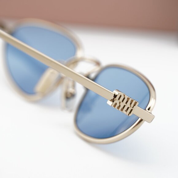 Miu Miu MUA52S ZVN60O Cat Eye Sunglasses - Gold/Blue - Picture 8 of 9
